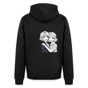 SCHWESTERN - Unisex Premium Bio Zip Hoodie - Schwarz - Hinten - Nico (187cm)