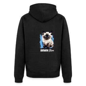 Birman Cat Birma Katze - Unisex Premium Bio Zip Hoodie - Schwarz - Hinten - Nico (187cm)