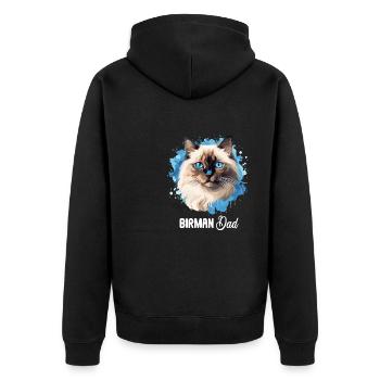 Birman Cat Birma Katze - Unisex Premium Bio Zip Hoodie - Schwarz - Hinten - Nico (187cm)