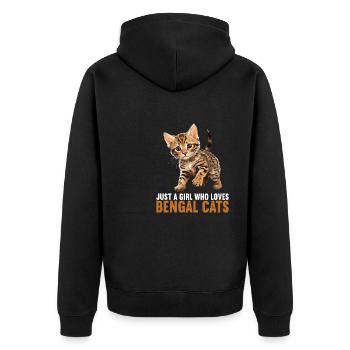 Bengal Cat Bengalkatze - Unisex Premium Bio Zip Hoodie - Schwarz - Hinten - Nico (187cm)