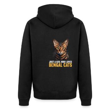 Bengal Cat Bengalkatze - Unisex Premium Bio Zip Hoodie - Schwarz - Hinten - Nico (187cm)