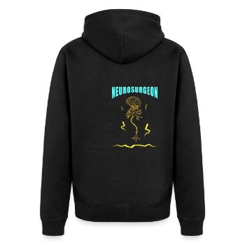 Neurologie Gehirn Neurologe Neuron Medizin - Unisex Premium Bio Zip Hoodie - Schwarz - Hinten - Nico (187cm)