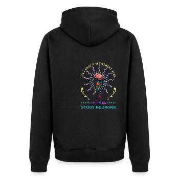 Neurologie Medizin Gehirn Facharzt Neuron - Unisex Premium Bio Zip Hoodie - Schwarz - Hinten - Nico (187cm)