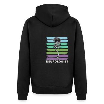 Neurochirurg Facharzt Neurologie Medizin Arzt - Unisex Premium Bio Zip Hoodie - Schwarz - Hinten - Nico (187cm)