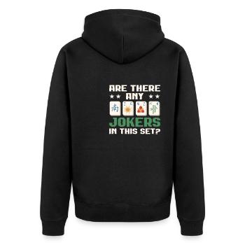 Mahjong-Spieler Mahjong wo sind die Joker Chinesen - Unisex Premium Bio Zip Hoodie - Schwarz - Hinten - Nico (187cm)