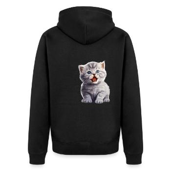 Cat Cats British Shorthair British Shorthair - Unisex Premium Organic Zip Hoodie - black - Back - Nico (187cm)