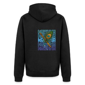 Buddhismus Krishna Flöte Hindustani Bambus - Unisex Premium Bio Zip Hoodie - Schwarz - Hinten - Nico (187cm)
