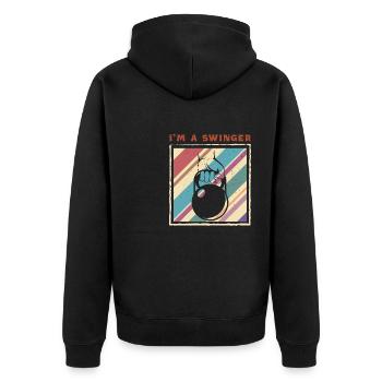 Hantel Kettlebell Fitness Bodybuilder Masse - Unisex Premium Bio Zip Hoodie - Schwarz - Hinten - Nico (187cm)