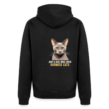 Burmese Cat Burma Katze - Unisex Premium Organic Zip Hoodie - black - Back - Nico (187cm)