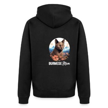 Burmese Cat Burma Katze - Unisex Premium Organic Zip Hoodie - black - Back - Nico (187cm)