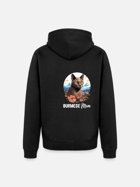 Burmese Cat Burma Katze - Unisex Premium Organic Zip Hoodie - black