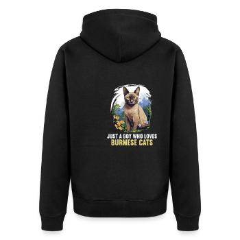 Burmese Cat Burma Katze - Unisex Premium Organic Zip Hoodie - black - Back - Nico (187cm)