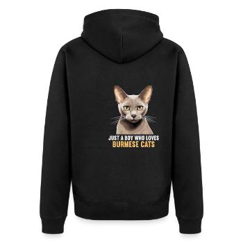 Burmese Cat Burma Katze - Unisex Premium Organic Zip Hoodie - black - Back - Nico (187cm)