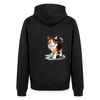 Chat calicot Chat porte-bonheur - Veste à capuche bio Premium Unisexe - noir - Dos - Nico (187cm)
