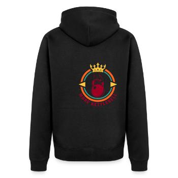 Muskelaufbau Kettlebell Gym Bodybuilder - Unisex Premium Bio Zip Hoodie - Schwarz - Hinten - Nico (187cm)