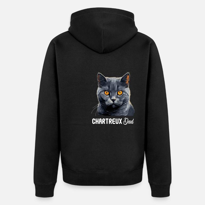 Chat Chartreux Chat Chartreux - Veste à capuche bio Premium Unisexe - noir
