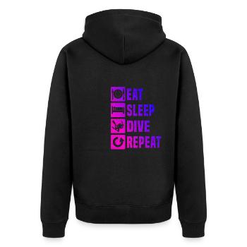Free Dive Scuba Taucher Damen Taucher Tauchen - Unisex Premium Bio Zip Hoodie - Schwarz - Hinten - Nico (187cm)
