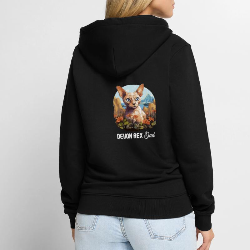 Devon Rex Kitten Devon Rex Cat Unisex Premium Organic Zip Hoodie