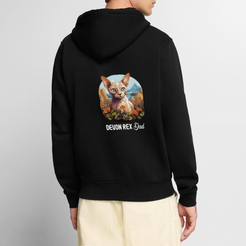 Devon Rex Kitten Devon Rex Cat Unisex Premium Organic Zip Hoodie