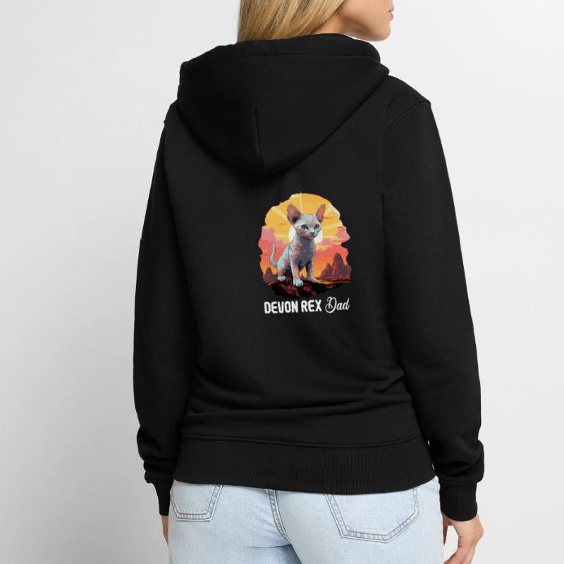 Devon Rex Kitten Devon Rex Cat Unisex Premium Organic Zip Hoodie