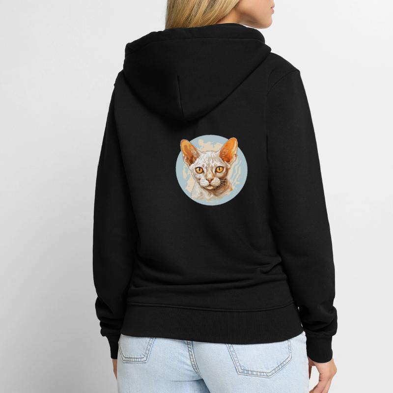 Devon Rex Kätzchen Devon Rex Katze Unisex Premium Bio Zip Hoodie