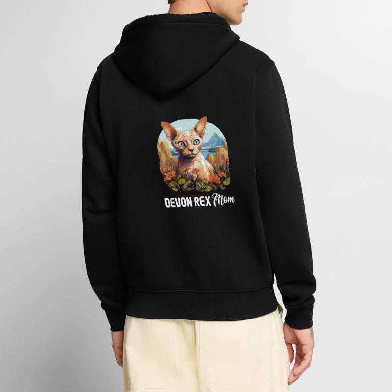 Devon Rex Kitten Devon Rex Cat Unisex Premium Organic Zip Hoodie