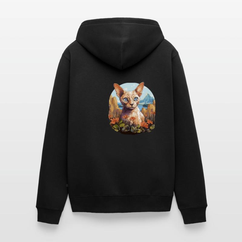 Devon Rex Kätzchen Devon Rex Katze Unisex Premium Bio Zip Hoodie