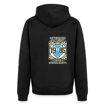 Baujahr 1985 Geboren, Geburtstag Jahrgang 1985 - Unisex Premium Bio Zip Hoodie - Schwarz - Hinten - Nico (187cm)