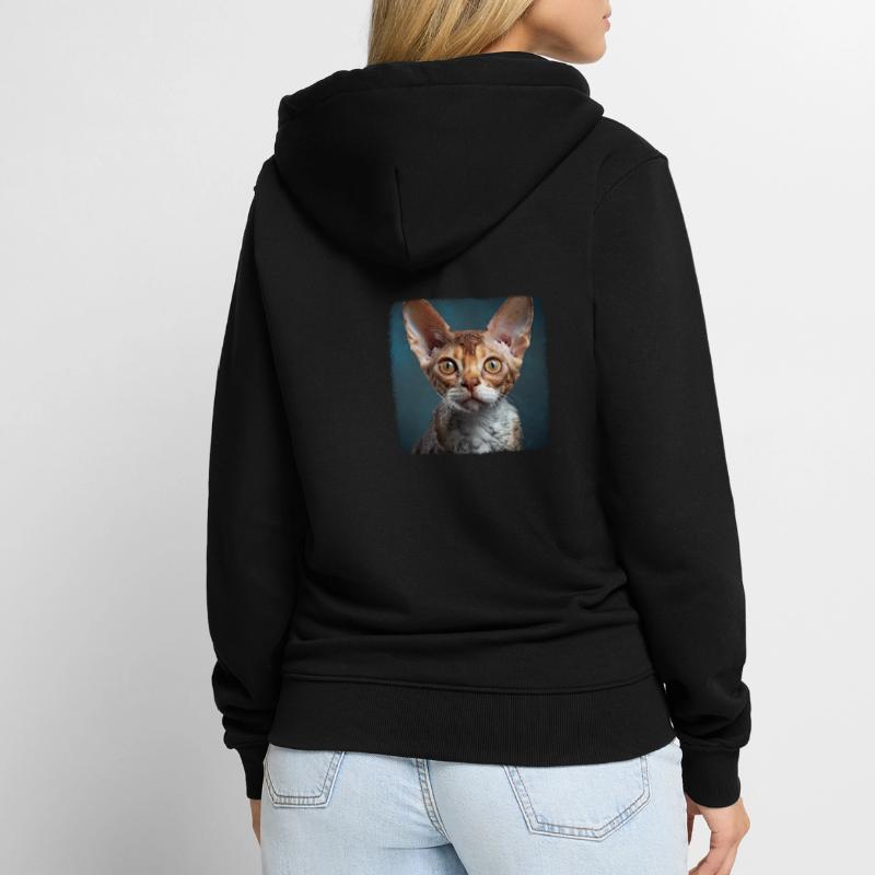Devon Rex Kätzchen Devon Rex Katze Unisex Premium Bio Zip Hoodie