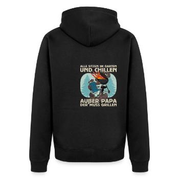 BBQ Grill Fleisch Grillen Barbecue Grillmeister - Unisex Premium Bio Zip Hoodie - Schwarz - Hinten - Nico (187cm)