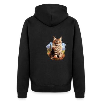 Maine Coon Kitten Maine Coon Cat - Unisex Premium Organic Zip Hoodie - black - Back - Nico (187cm)