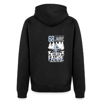 68. Geburtstag Fahrrad, Fahrradfahrer, 68 Jahre - Unisex Premium Bio Zip Hoodie - Schwarz - Hinten - Nico (187cm)