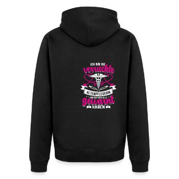 Geriatric nurse Spruch, geriatric caregiver, caregiver - Unisex Premium Organic Zip Hoodie - black - Back - Nico (187cm)