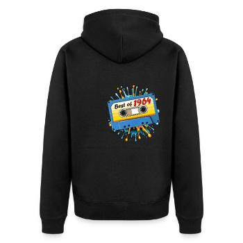 1964 MUSIKKASETTE BEST OF - Unisex Premium Bio Zip Hoodie - Schwarz - Hinten - Nico (187cm)