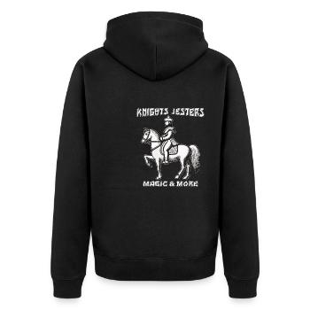 RIDER KNIGHTS JESTERS MAGIC & MORE - Unisex Premium Organic Zip Hoodie - black - Back - Nico (187cm)