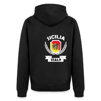 Sizilien Region Italien Sicilia Italia Catania - Unisex Premium Bio Zip Hoodie - Schwarz - Hinten - Nico (187cm)