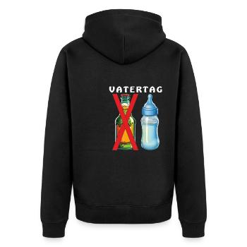 BABYFLASCHE BIERFLASCHE VATERTAG - Unisex Premium Bio Zip Hoodie - Schwarz - Hinten - Nico (187cm)