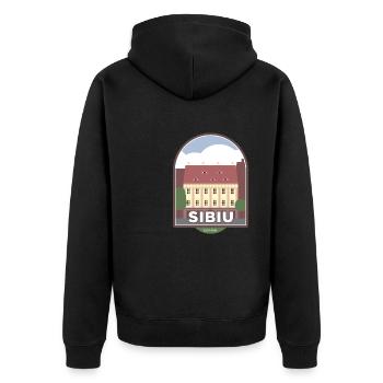 Sibiu, Sibiu - Roumanie - Veste à capuche bio Premium Unisexe - noir - Dos - Nico (187cm)