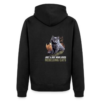 Chaton Nebelung Chat Nebelung - Veste à capuche bio Premium Unisexe - noir - Dos - Nico (187cm)