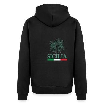 Sizilien Trinacria Region Italien Urlaub Catania - Unisex Premium Bio Zip Hoodie - Schwarz - Hinten - Nico (187cm)