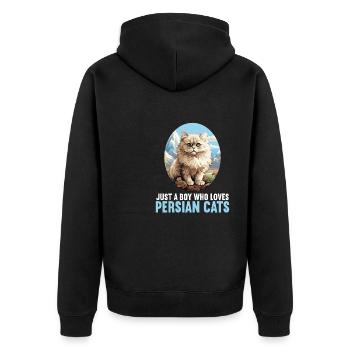 Persian Cat Perserkatze - Unisex Premium Bio Zip Hoodie - Schwarz - Hinten - Nico (187cm)