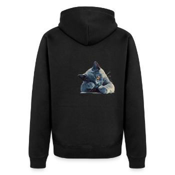Chat bleu russe Russisch Blau Katze - Veste à capuche bio Premium Unisexe - noir - Dos - Nico (187cm)