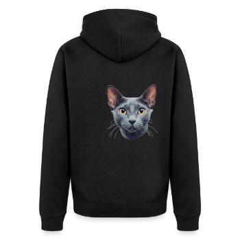 Chat bleu russe Russisch Blau Katze - Veste à capuche bio Premium Unisexe - noir - Dos - Nico (187cm)
