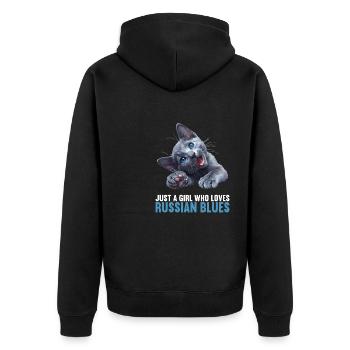 Chat bleu russe Russisch Blau Katze - Veste à capuche bio Premium Unisexe - noir - Dos - Nico (187cm)