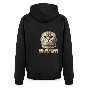 Scottish Fold Kätzchen Scottish Fold Katze - Unisex Premium Bio Zip Hoodie - Schwarz - Hinten - Nico (187cm)