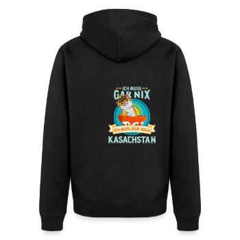 Kasachstan Kasach Katze National Flagge Adler - Unisex Premium Bio Zip Hoodie - Schwarz - Hinten - Nico (187cm)