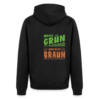 LIKES GREEN AND NO BROWN - Unisex Premium Organic Zip Hoodie - black - Back - Nico (187cm)