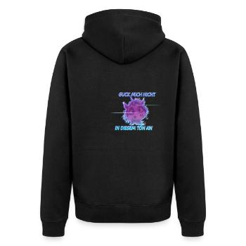 Glitc 80er style Einhorn - Guck mich nicht in dies - Unisex Premium Bio Zip Hoodie - Schwarz - Hinten - Nico (187cm)