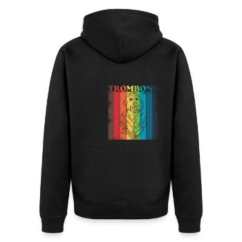 Hund Musik Instrument Posaune Musik Lehrer - Unisex Premium Bio Zip Hoodie - Schwarz - Hinten - Nico (187cm)