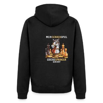 CHESS GAME LUCKY KNIGHT SHIRT - Unisex Premium Organic Zip Hoodie - black - Back - Nico (187cm)